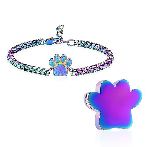 Urn for Ashes Bracelet, Dog/Cat Paw Print Bracelets Cremation Jewelry for Ashes Cute Animals Adjustable Memorial Keepsake Cremation Bracelets Jewelry Gifts for Women - color: Customize