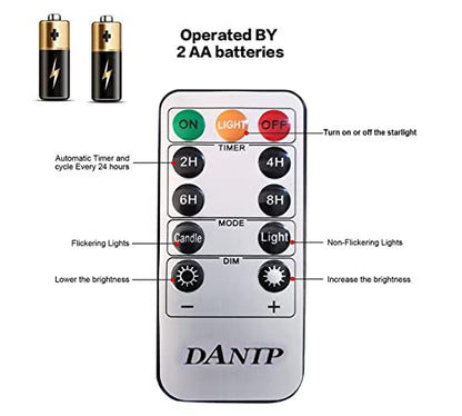 DANIP Red LED Flameless Candle with Embedded Star String, 5Piece LED Candle with 11 Button Remote Control, 24 Hours Timer Function, Dancing Flame, Real Wax, Battery Powered. - color: CrimsonW#1*5