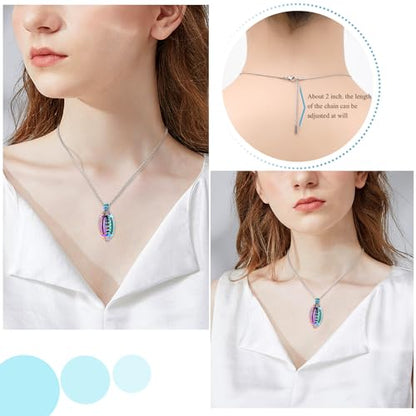 Oinsi American Football Cremation Locket Necklace For Ashes Of Loved Ones Stainless Steel Memorial Urn Jewelry Women Men Keepsake Fashion Necklace - color: All Rainbow Color