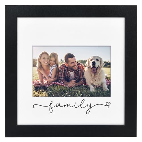 Americanflat Family Picture Frame with Shatter-Resistant Glass - Use as 4x6 Frame with 3 Interchangeable Mats or Display 8x8 Photos without Mat - Signature Collection - For Mom, Dad or Sister - Black - size: 8x8, style: Family Picture Frame