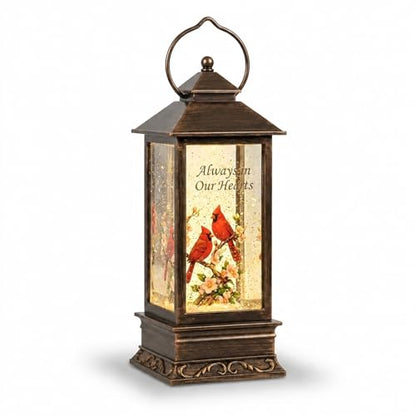 Carson Always in Our Hearts Cardinal Memorial Water Lantern - Sympathy Gift for Funeral - Loss of Loved One - Remembrance Light Up Snow Globe Lantern for Home Decor