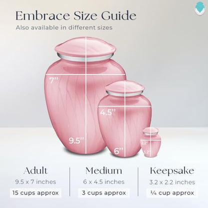 Embrace Keepsake Personalized Picture Cremation Urns for Human Ashes I Pearl Light Pink Photo Funeral Urn for Men and Women with Double Side Engraving I 3.5 lbs - color: Pearl Pink
