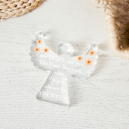 Baby Christening Gifts, Baptism Gifts, First Communion Easter Confirmation Gifts, Angel Acrylic Decor Sign, Baby Blessings Baptism Gifts for Home Living Room Desk Centerpiece Decor - style: 048