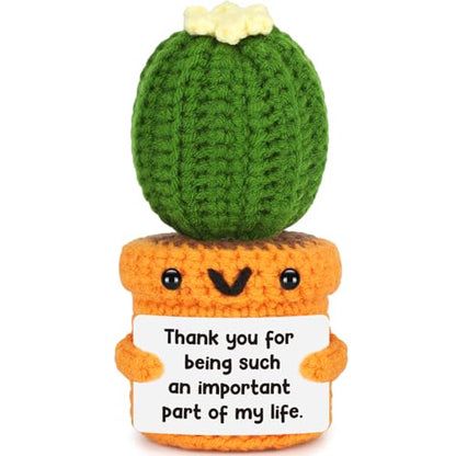 Last Day Of School End of Year Gifts for Teacher Thank You Graduation Gifts for Friends Sister Women Coworker Employee Appreciation Teacher Appreciation for Women Men Nurse Crochet Cactus Desk Decor - style: Thank You