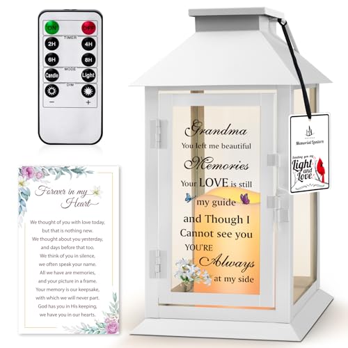Memorial Lantern for Grandmother's Remembrance with LED Candle - color: Grandma