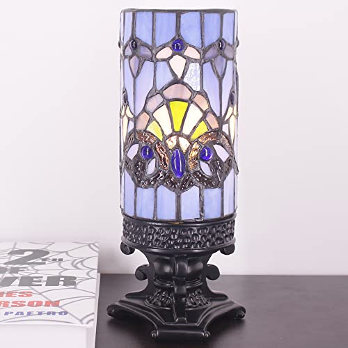 Small Tiffany Table Lamp Mini Stained Glass Desk LampBlue Baroque Style