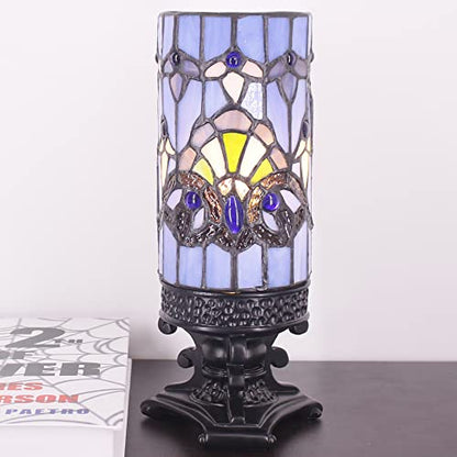 Small Tiffany Table Lamp Mini Stained Glass Desk LampBlue Baroque Style