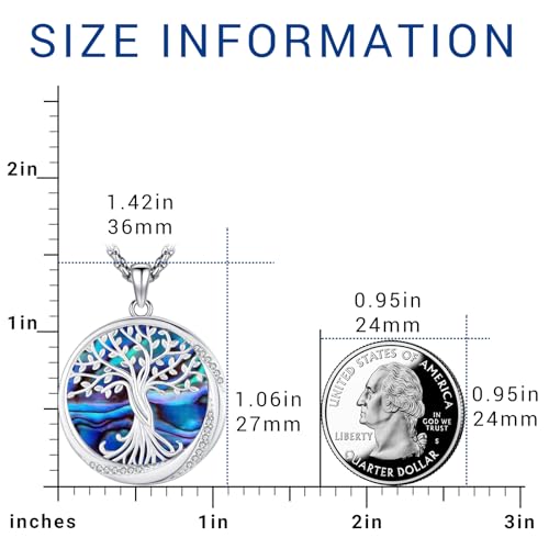Eusense Tree of Life Necklace for Women Men Sterling Silver 925 Tree Urn Locket Cremation Jewelry Family Tree Pendant Gifts for Her Him Mom Dad Grandma Daughter - style: D-A-Tree of Life Necklace