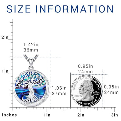 Eusense Tree of Life Necklace for Women Men Sterling Silver 925 Tree Urn Locket Cremation Jewelry Family Tree Pendant Gifts for Her Him Mom Dad Grandma Daughter - style: D-A-Tree of Life Necklace