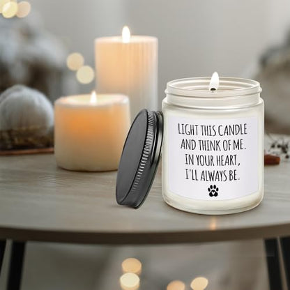 Light This Candle and Think of Me, Pet Memorial Gifts for Loss of Dog Cat, Pet Loss Sympathy Gift, Passing Away Condolence Gifts for Friends Pet Owner - Lavender, Woods, Wild Apple & Eucalyptus 9OZ