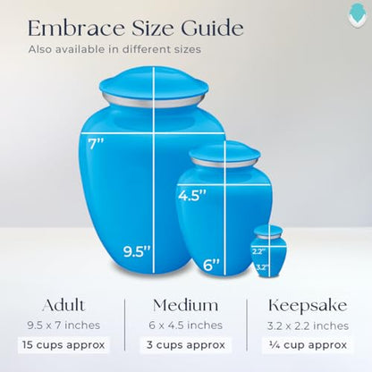 Geturns Embrace Adult Personalized Picture Cremation Urns for Human Ashes I Large Photo Racing Blue Funeral Urn for Men and Women I 200 lbs - color: Racing Blue