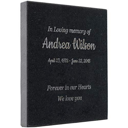 Customizable In Loving Memory Granite Garden Stone (6 x 6 x .4") | Laser Engraved, Indoor & Outdoor Use, Personalized Text, Black Granite, Memorial Plaque - size: 6 x 6 x 0.4"