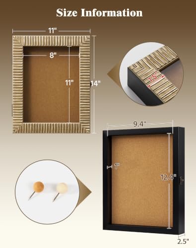 11x14 Shadow Box Picture Frame for Travel Souvenirs Postcard,Champagne Gold - color: Champagne Gold, size: 11x14