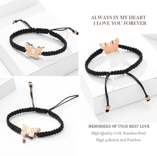 zeqingjw Butterfly Urn Bracelet for Ashes for Women Men - color: Rose Gold