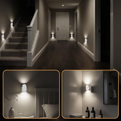 Night Lights Plug into Wall, LED Night Light Plug in,Daylight 5000K, 4 Pack | Modern,Dusk to Dawn Sensor, Adjustable 0-200LM Brightness, Dimmable, for Hallway Bedroom Stairway Kitchen