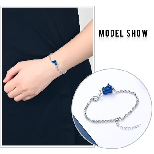 Rose Flower Ashes Bracelet for Women Cremation Memorial Jewelry - color: Blue