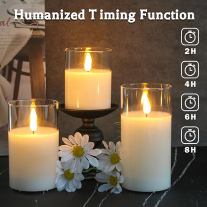 Glass Rechargeable LED Realistic Flickering Flameless Candles(Pack of 5) - color: White Glass -Droplet 5P