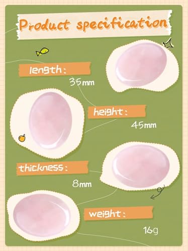 Thumb Worry Stone Rose Quartz Crystals Pink Healing Stones Palm Natural Mental Health Stress Relief Depression Gemstones Reiki Trinket Anxiety Relief Items Mother's Day Gifts for Women - color: Pink-rose Quartz