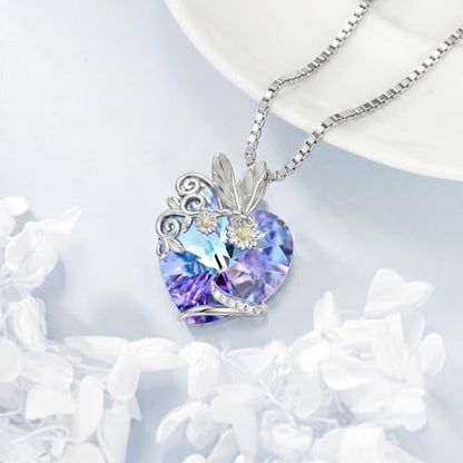 Dove/Hummingbird/Red Cardinal/Dragonfly/Butterfly Necklace 925 Sterling Silver Turquoise/Opal/MoonStone/Crystal/Malachite Bird Necklace Dove Pendant Jewelry for Women Men - color: Dragonfly Crystal