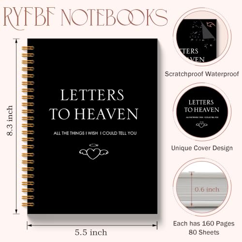 Memorial Gifts Grief Journal for Women, in Memory of Loved One Gifts Notebook, Sympathy Bereavement Gift, Black Letters to Heaven Hardcover Notebook 5.5x8.3 Inch - color: Heaven