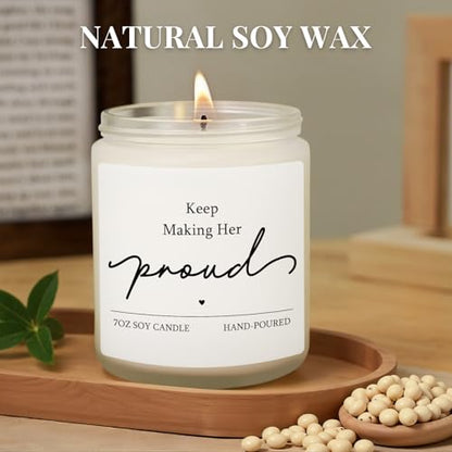 Sympathy Gifts for Loss of Loved One, 7OZ Lavender Scent Soy Wax Candle - style: Keep Making Her Proud
