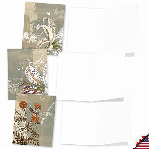 The Best Card Company - 10 Assorted Flower Cards Blank for Women (4 x 5.12 Inch) - All Occasion Floral Greetings Boxed - Floral Collages M2986OCB - style: Floral Collages