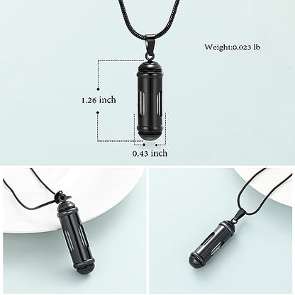 Imrsanl Glass Hourglass Urn Necklace Cremation Jewelry for Ashes - color: 1-Black
