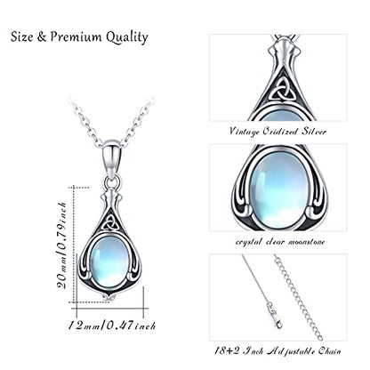 Urn Necklace for Ashes Cremation Jewelry 925 Sterling Silver Ashes Pendant Necklace Memorial Jewelry Gifts for Women Men Girls Boys - style: Celtic-A-moonstone