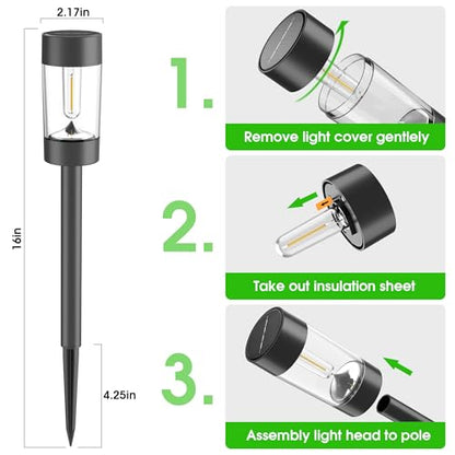 Eyrosa Solar Pathway Lights Outdoor Waterproof, 12 Pack, Warm White - color: Warm