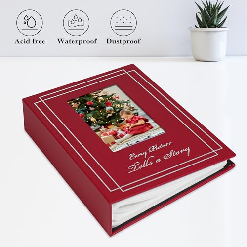 Photo Album 4x6 50 Photos Leather Cover Wedding Photo Albums Extra Large Capacity Picture Book with Beautiful Prints Presents for Wedding Baby Vacation Red - color: Red, size: 50 Pockets