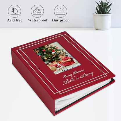 Photo Album 4x6 50 Photos Leather Cover Wedding Photo Albums Extra Large Capacity Picture Book with Beautiful Prints Presents for Wedding Baby Vacation Red - color: Red, size: 50 Pockets