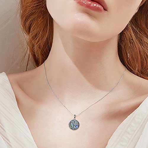 CRMAD Hummingbird/turtle/heart/dragonfly/bee/moon/tree of life Urn Necklace for Ashes Sterling Silver Jewelry for Women Memory Necklace - style: tree of life