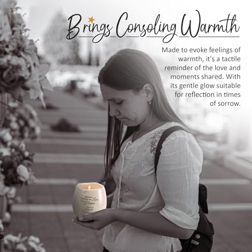 Pavilion 'in Memory, A Bit of Heaven' Ceramic Candle Gift Set - White Soy Candle and 'Light Your Way' Memorial Mother Candle