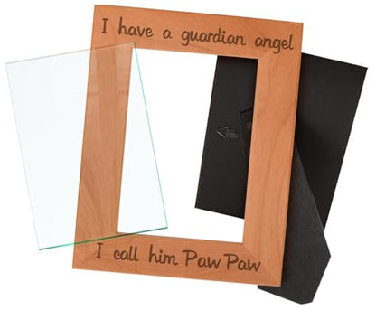 ThisWear Bereavement Paw Paw Have Guardian Angel Wood Frame - Portrait 5x7 | Sentimental Photo Frame, Laser Engraved, Holds 5x7 Photo, Grandpa Memorial Frame Paw Paw - size: 5x7 Photo - Portrait
