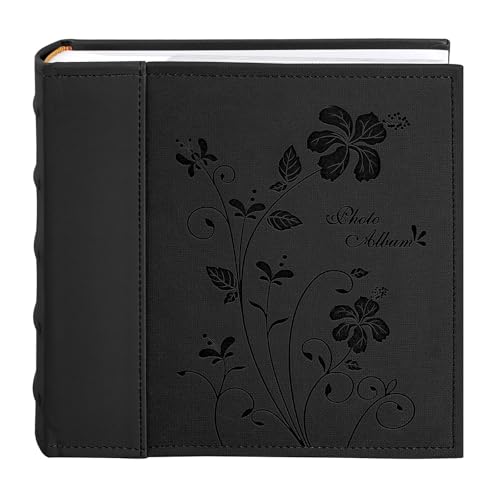 Photo Album Hold 200 4x6 Photos with Memo Writing Space (Black) - color: Black