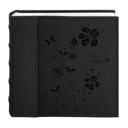 Photo Album Hold 200 4x6 Photos with Memo Writing Space (Black) - color: Black
