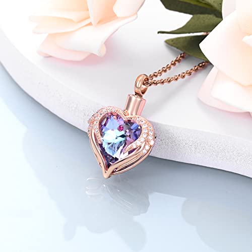shajwo Angel Wing Heart Urn Necklace for Ashes - color: Customize