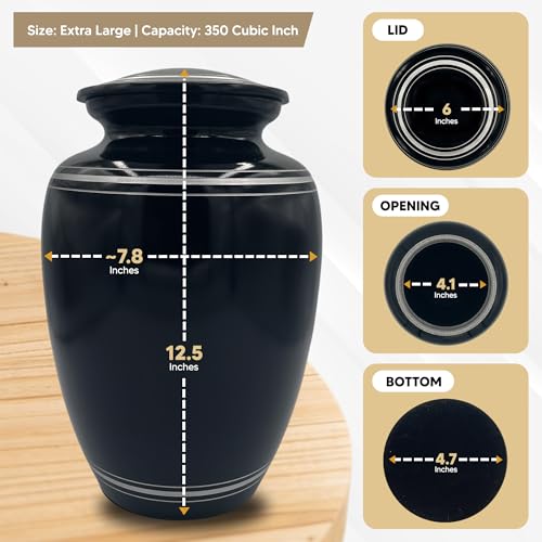 Custom Extra Large Human Cremation Urn Traditional Style Metal Urn For Ashes and Remains- Headstone Shape 3 - Polished Silver Rim - color: Headstone Shape 3, size: Polished Silver Rim