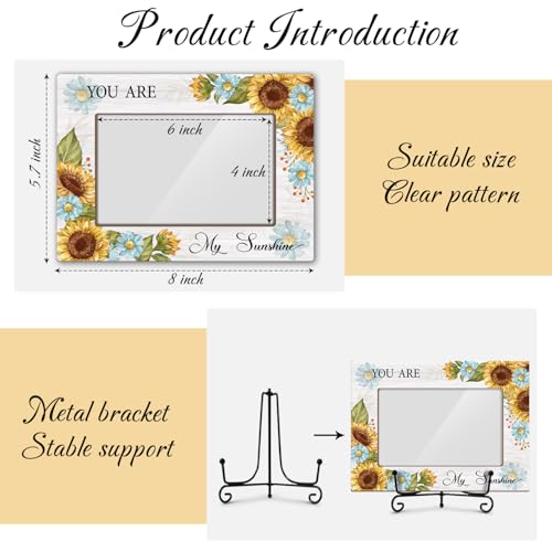 Utaqer Sunflower Picture Frame, You Are My Sunshine, Picture Gifts For Women Friend Bestie, Wooden Picture Frame For Birthday Thanksgiving Keepsake Holiday, 4X6 Photo Frame With Stand -40 - color: Multi-color