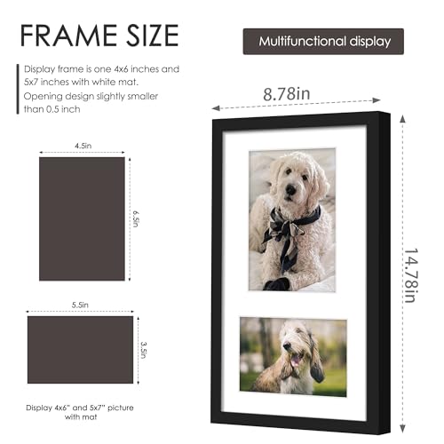 DUENPY 8x14 Multi Size Collage Frame Photo Display Black - color: Black, size: 8x14（4x6+5x7 opening）