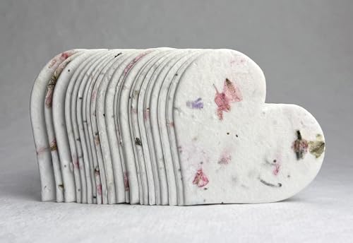 Of The Earth Handmade Paper - Wildflower Seed Paper Large Hearts - Recycled Flower Petals - Bulk Set of 100 (17s Pink Recycled) - color: 17s Pink Recycled