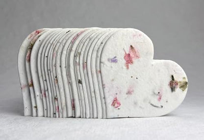 Of The Earth Handmade Paper - Wildflower Seed Paper Large Hearts - Recycled Flower Petals - Set of 24 (17s Pink Recycled) - color: 17s Pink Recycled