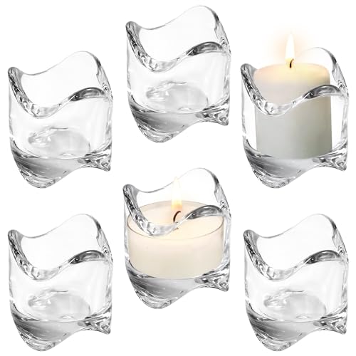 Royal Imports Glass Tea Light Candles Holder 2.5" Tall, Set of 6 | Heat-Resistant, Sturdy Candle Holder Centerpieces for Tables Glass Votive Holders Weddings, Parties, Home & Event Decorations