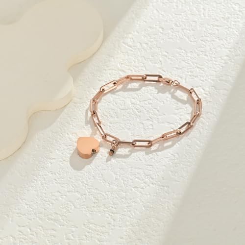 Heart Urn Bracelet for Ashes for Women Men Cremation Jewelry - color: Rose
