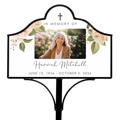 Personalized Memorial Garden Stake with Photo, Sympathy Plaque - color: Photo