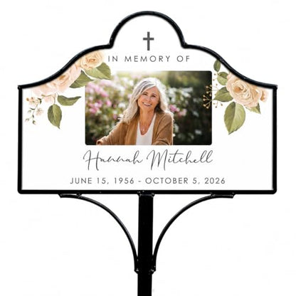 Personalized Memorial Garden Stake with Photo, Sympathy Plaque - color: Photo