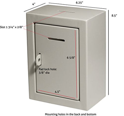 Metal Charity Collection Box Secure with Slot & Wall Mount - 8.5x6.5x4" Drop Box for Home and Office (White) - color: White, size: Wall Mount Box