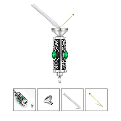 XIUDA Crystal Cremation Urn Necklace for Ashes Keepsake Stainless Steel Memorial Pendant with Flower - color: Emerald