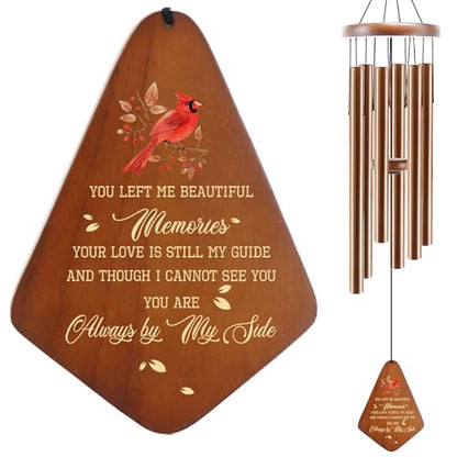 Memorial Sympathy Wind Chimes for Loss of Loved One 32'', Cardinal Wind Chimes in Memory of a Loved One, Cardinal Memorial Gifts, Bereavement Condolence Remembrance Gifts,Wooden,Brown