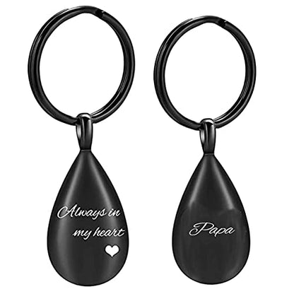 Yinplsmemory Cremation Keychain for Ashes Always In My Heart Urn Locket Cremation Jewelry Teardrop Memorial Keepsake Keychain - color: Customize